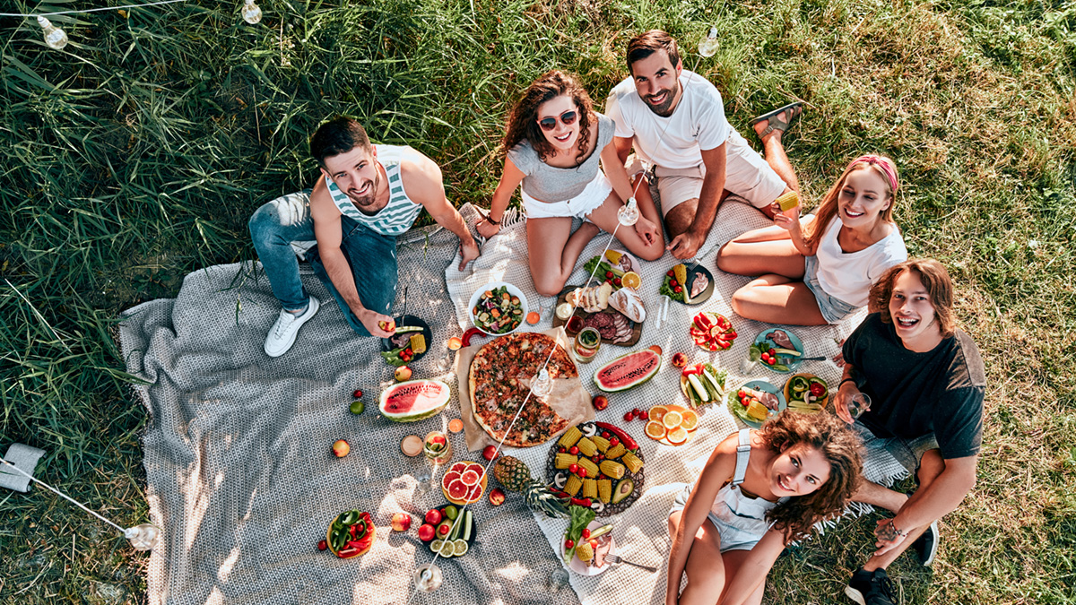 Family having a picnic on the beach