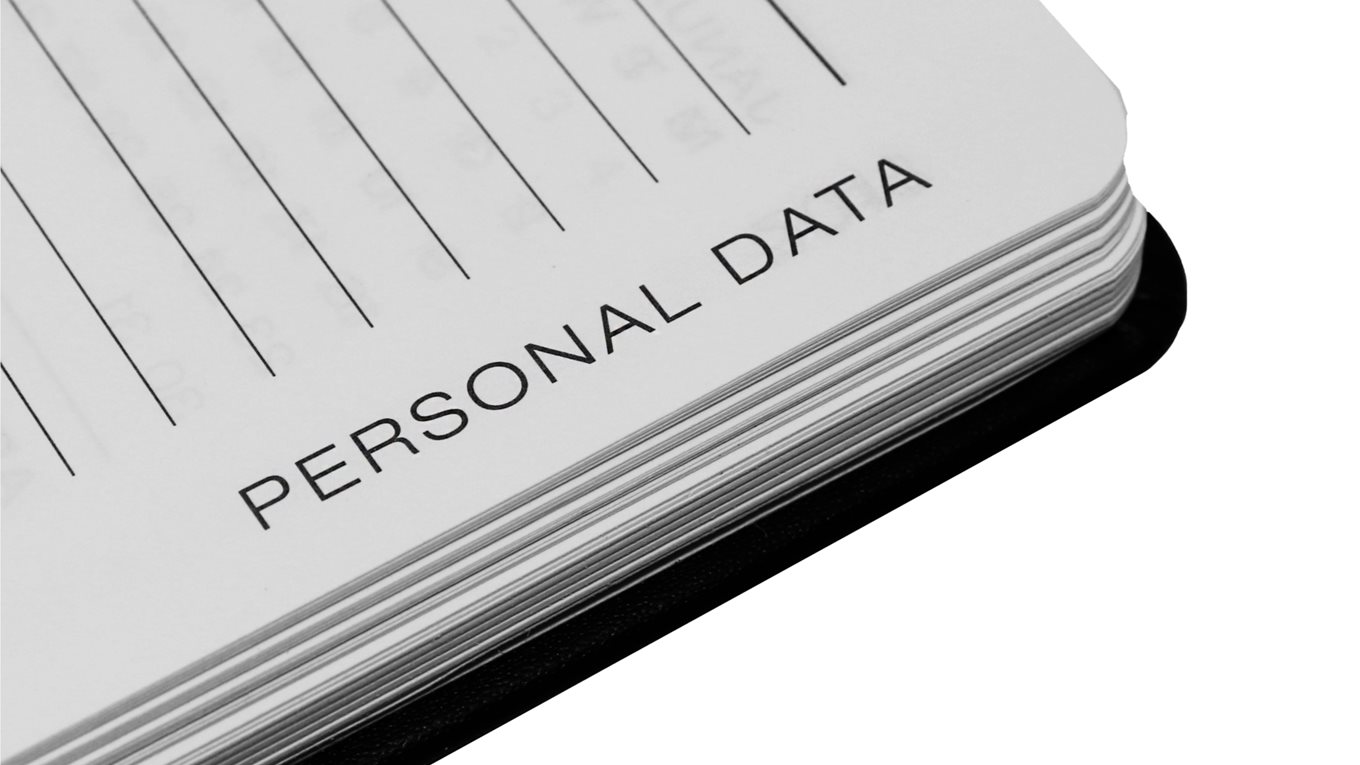Notebook with the words "personal data"