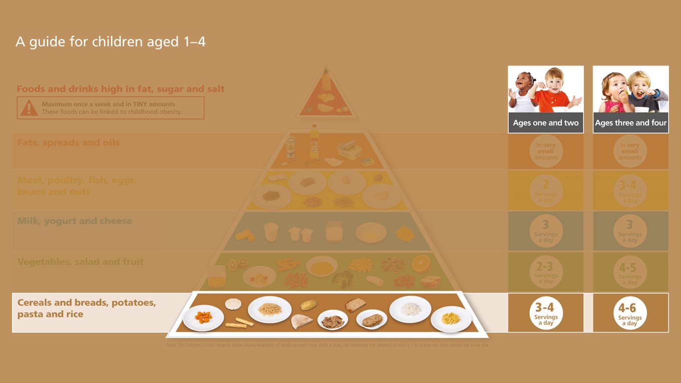 Carbs shelf of the children's food pyramid