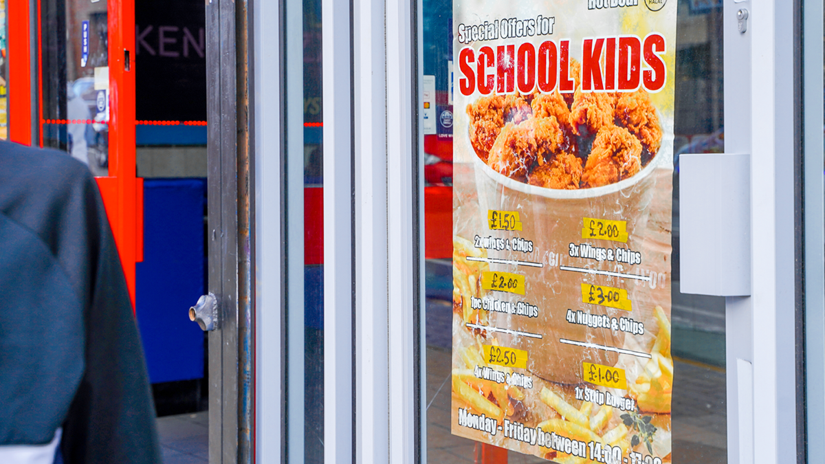 High street with unhealthy food outlets